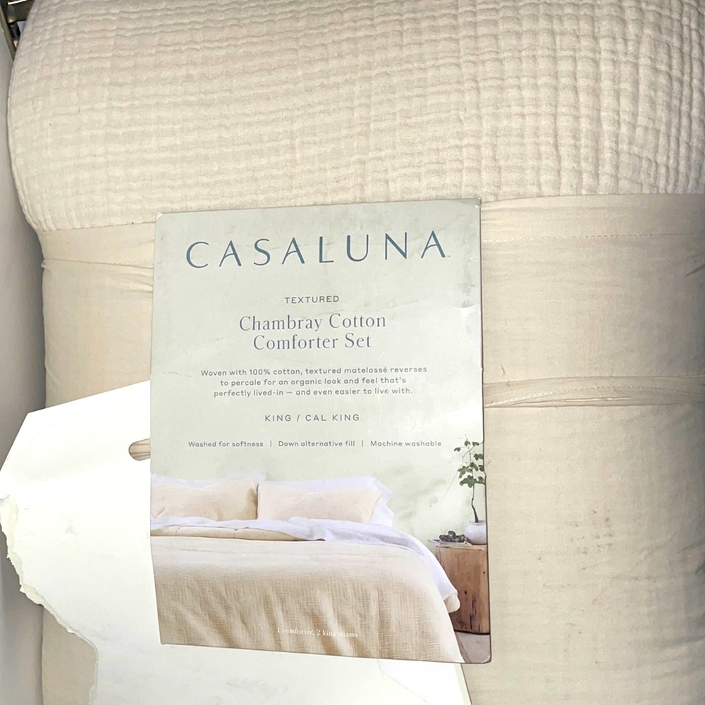 CASA LUNA TEXTURED CHAMBRAY COTTON COMFORTER SET